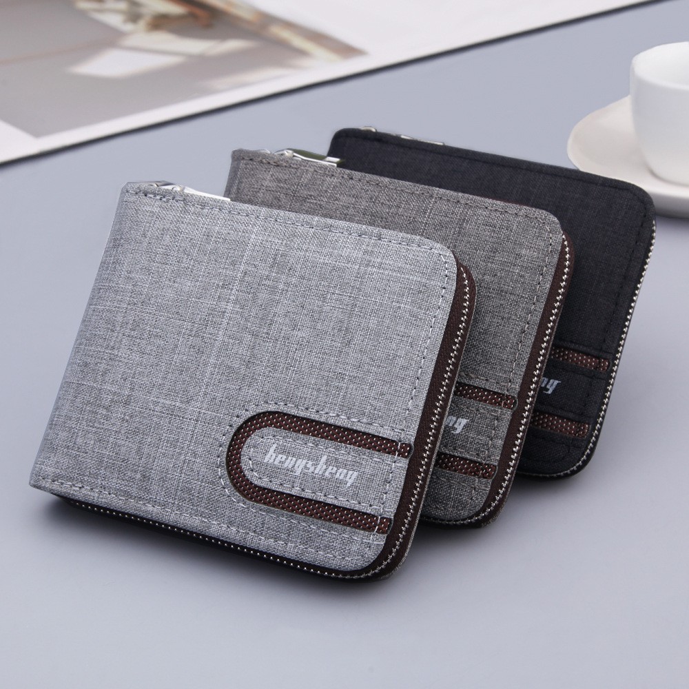 Cartera corta multifuncional de lona para hombre