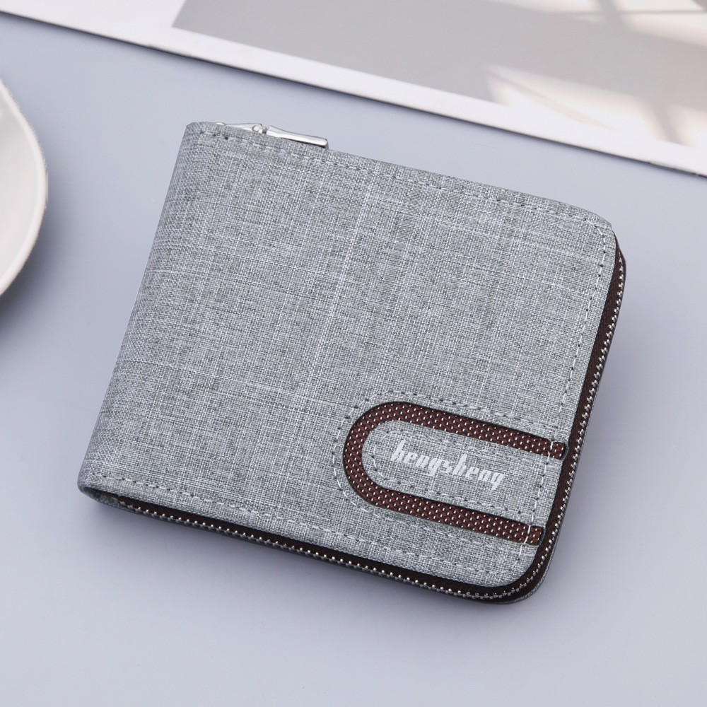 Cartera corta multifuncional de lona para hombre