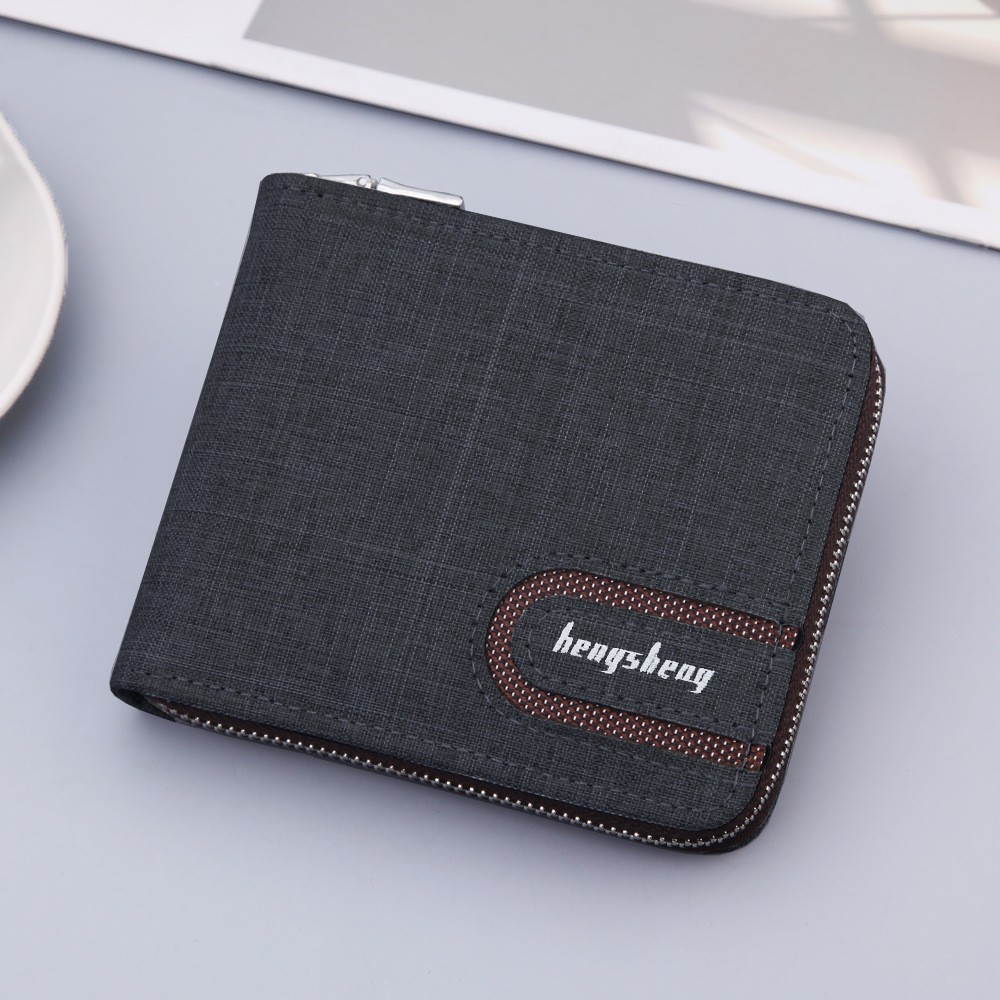 Cartera corta multifuncional de lona para hombre
