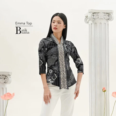 Blusas batik Emma Top para mujer: lindas y modernas blusas batik para mujer - Batik rojo moderno para mujer AAE