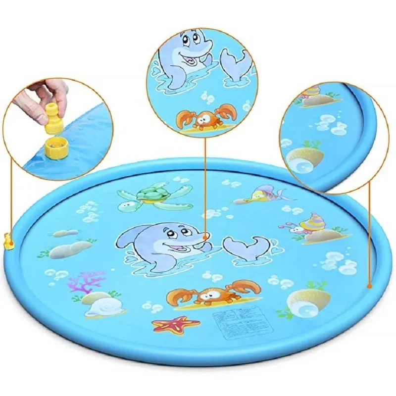 Alfombrilla de piscina con rociador de agua para niños, duradera y resistente, para jugar con salpicaduras y rociadores.