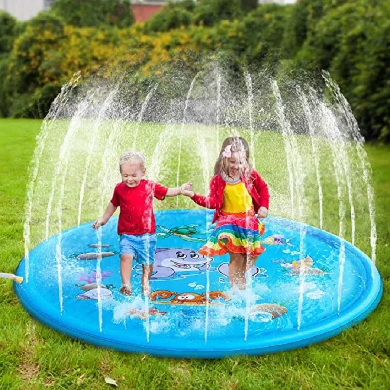 Alfombrilla de piscina con rociador de agua para niños, duradera y resistente, para jugar con salpicaduras y rociadores.