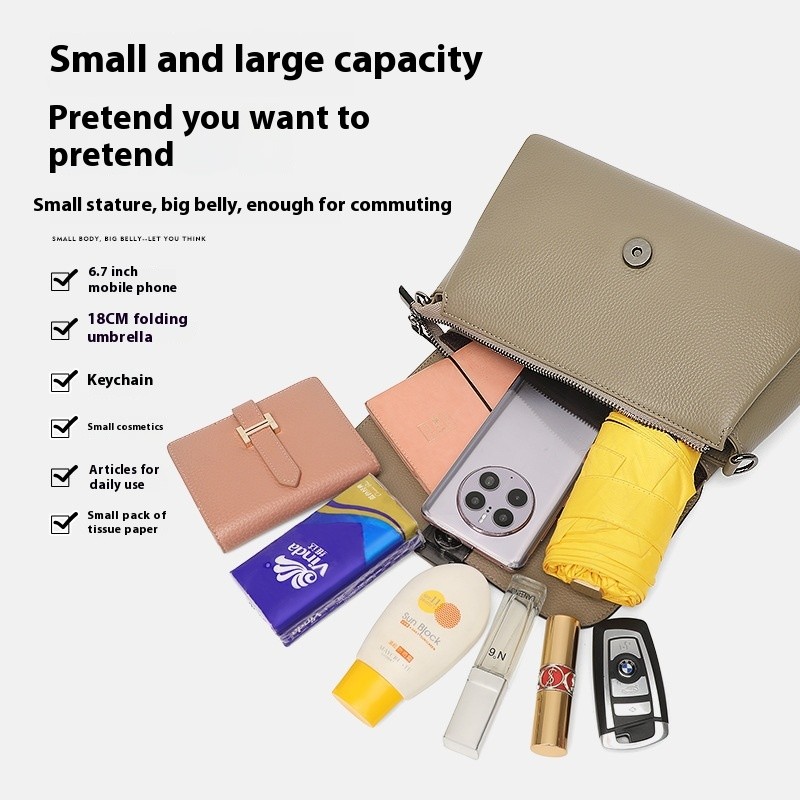 Bolso bandolera de piel de vaca, elegante, sencillo y versátil para mujer