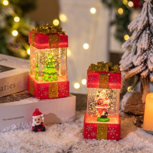Decoraciones navideñas Bola de cristal Caja de regalo navideña Luces