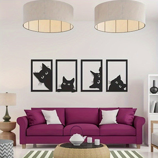 Traje de decoración de pared de metal con diseño de gato negro