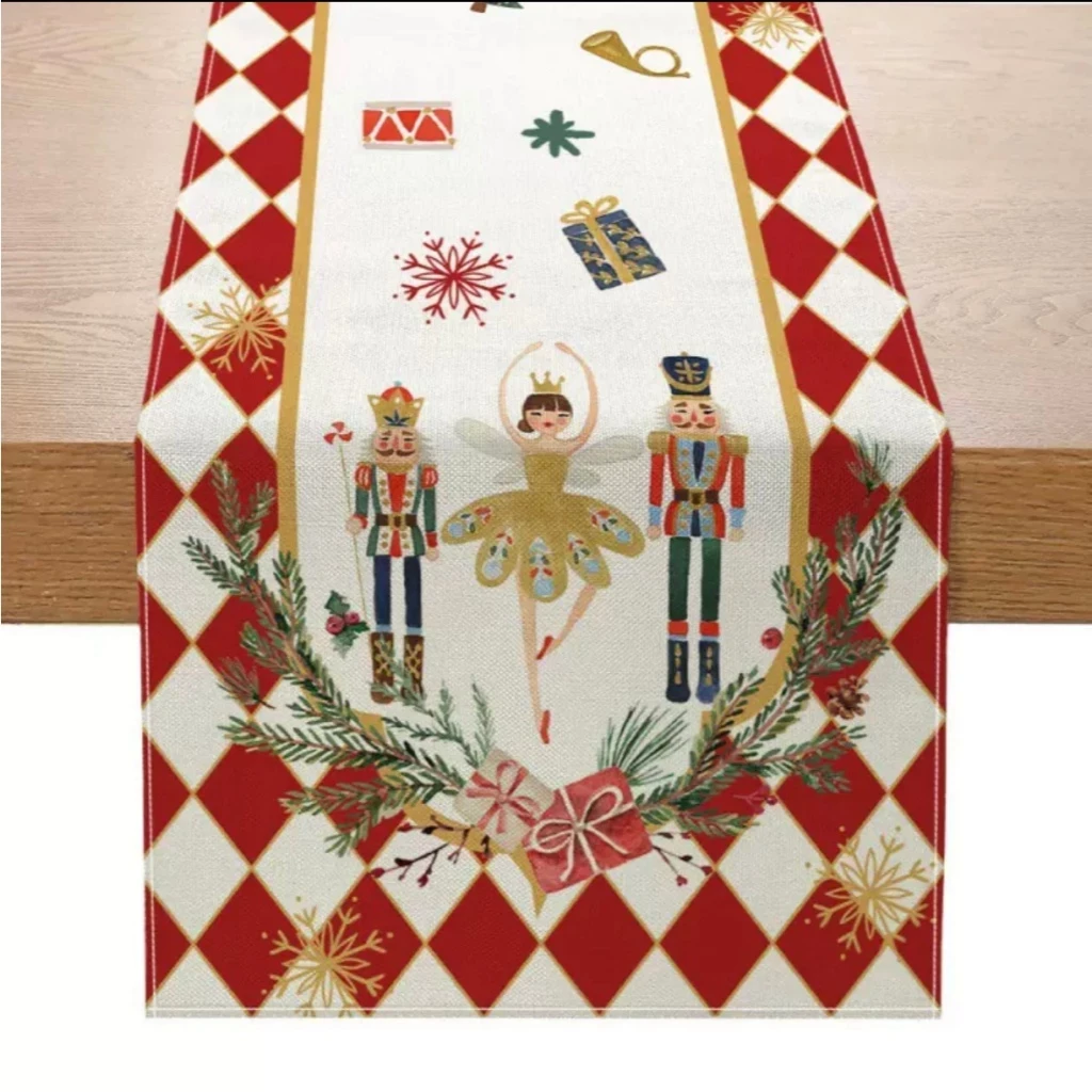 Camino de mesa con motivo navideño Cascanueces navideño Mantel de comedor