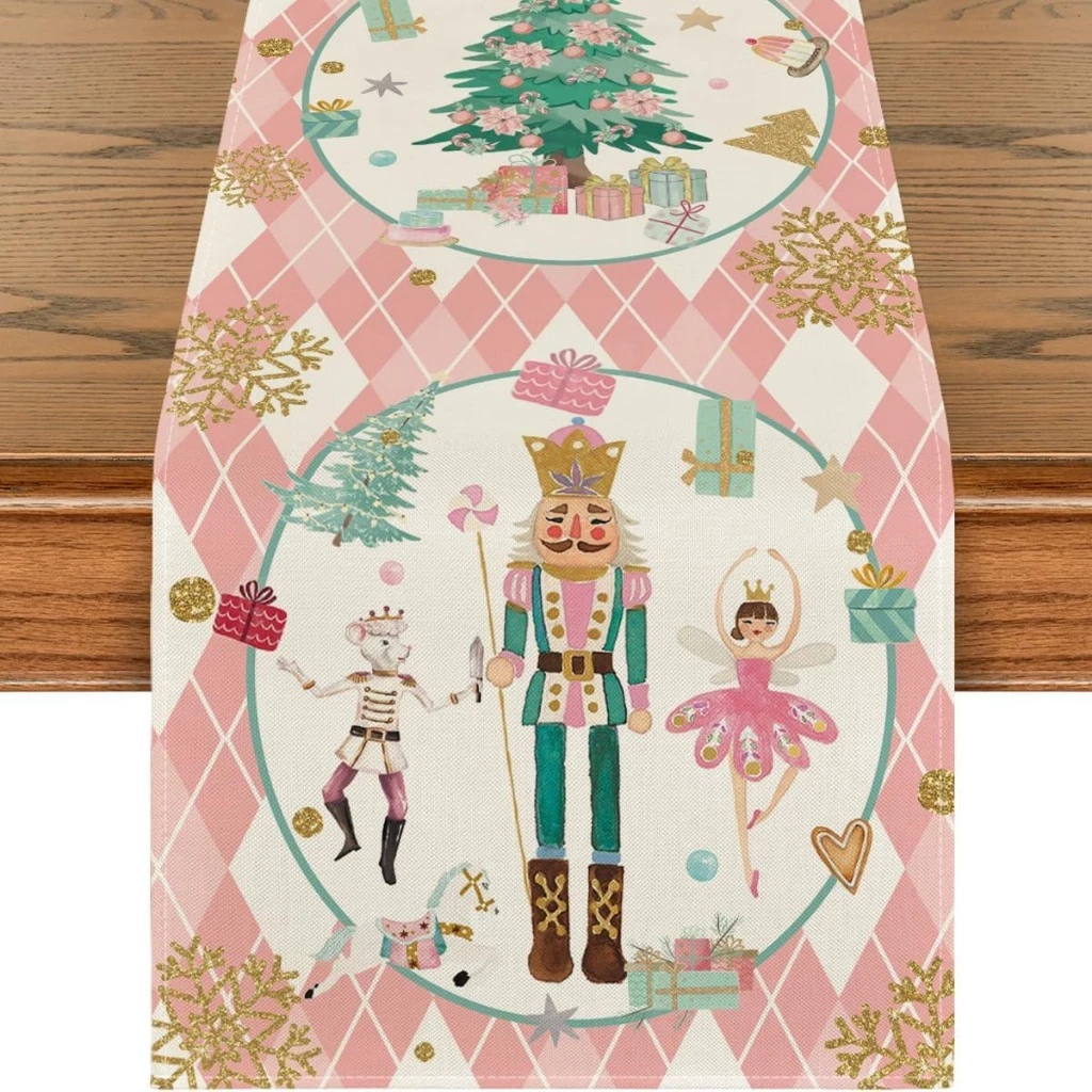 Camino de mesa con motivo navideño Cascanueces navideño Mantel de comedor