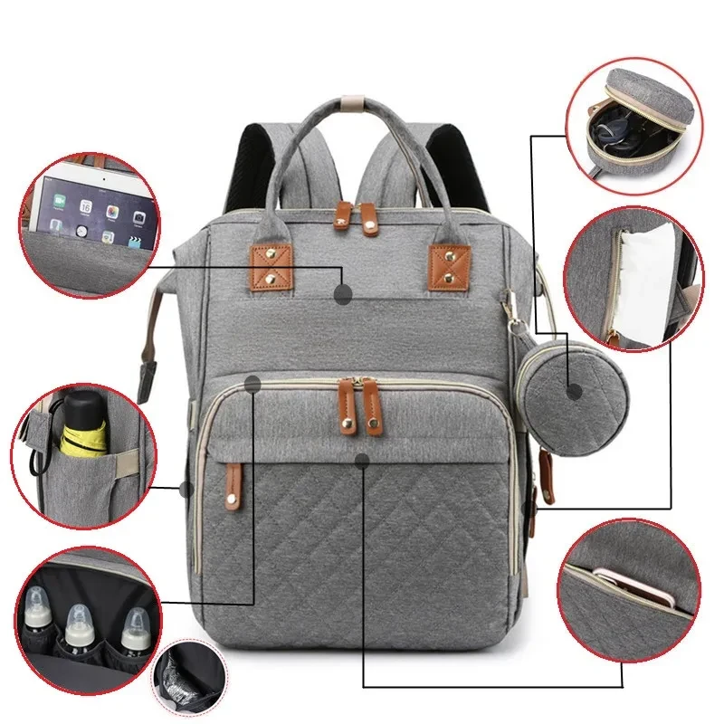 Mochila para mamá, bolso para cochecito de bebé, plegable, para cuna
