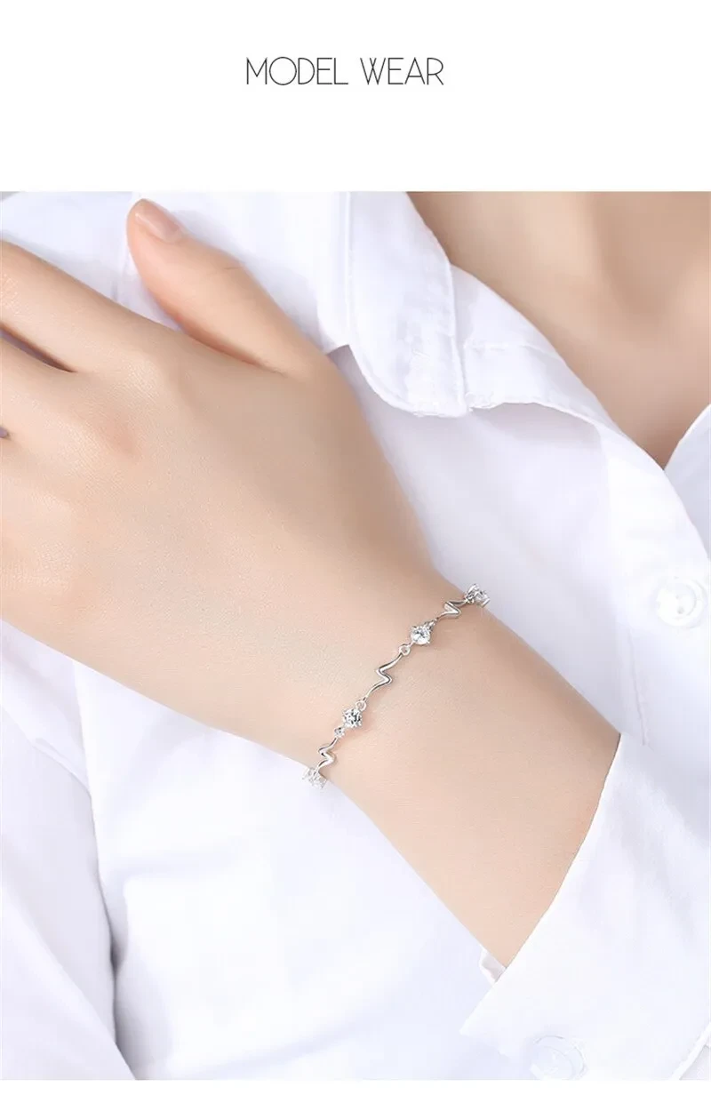 Pulsera de cristal azul para mujer, pulsera de diamantes con relámpagos