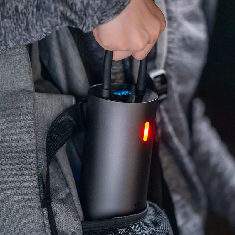 Bomba de aire con pantalla digital y detección de presión de neumáticos para coche con iluminación de emergencia