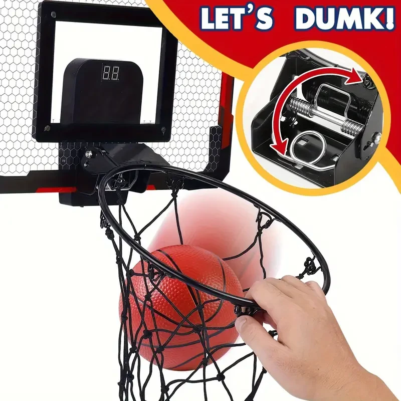 ¡Ilumina la diversión! Canasta de baloncesto infantil de interior con luces LED, marcador electrónico y 4 pelotas. ¡El regalo perfecto para niños y adolescentes! Regalo de Halloween, Navidad, Acción de Gracias, Halloween.