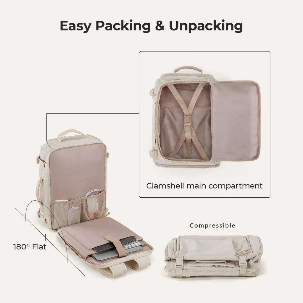 Mochila de viaje BAGSMART Tas para portátil de 15,6 pulgadas, 28 l, impermeable, para llevar en el día a día, bolsa de viaje