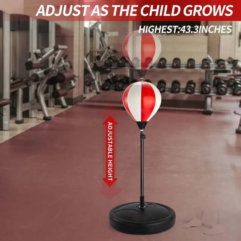 Saco de boxeo BABYHOME TEMI para niños con guantes de boxeo | Set de saco de boxeo para niños de 3, 4, 5, 6, 7, 8, 9 y 10 años | Saco de boxeo ajustable con soporte | Regalo de Navidad y cumpleaños para niños y niñas