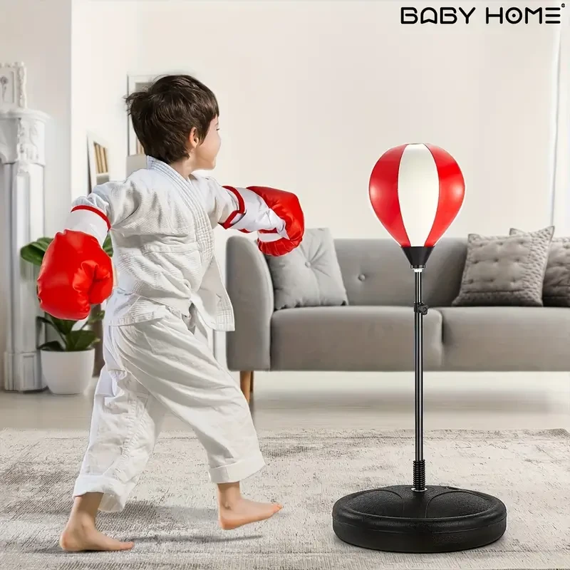 Saco de boxeo BABYHOME TEMI para niños con guantes de boxeo | Set de saco de boxeo para niños de 3, 4, 5, 6, 7, 8, 9 y 10 años | Saco de boxeo ajustable con soporte | Regalo de Navidad y cumpleaños para niños y niñas