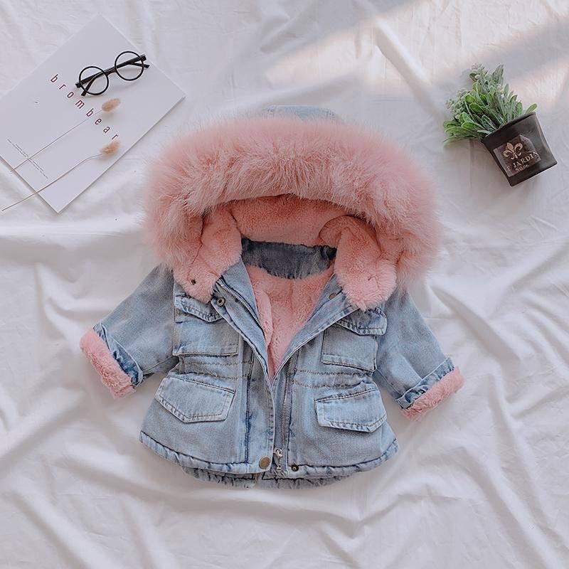 Chaqueta vaquera de terciopelo para niña, otoño e invierno