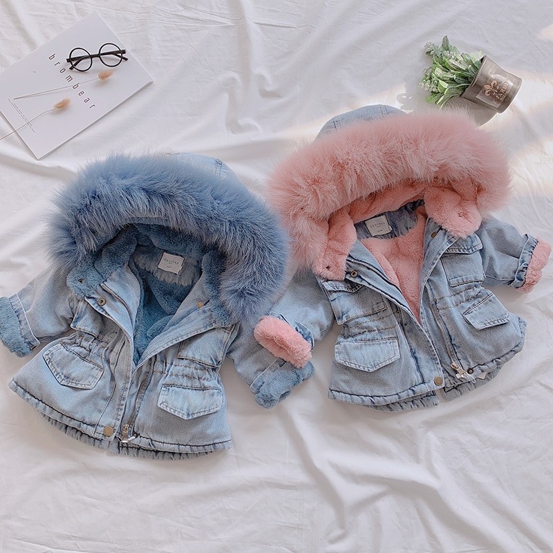Chaqueta vaquera de terciopelo para niña, otoño e invierno