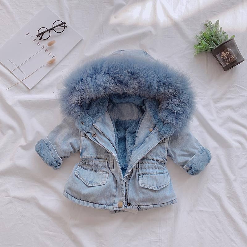 Chaqueta vaquera de terciopelo para niña, otoño e invierno