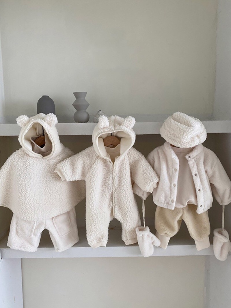 Jersey de algodón con capucha de cordero de doble cara para bebés, niños y niñas, de invierno