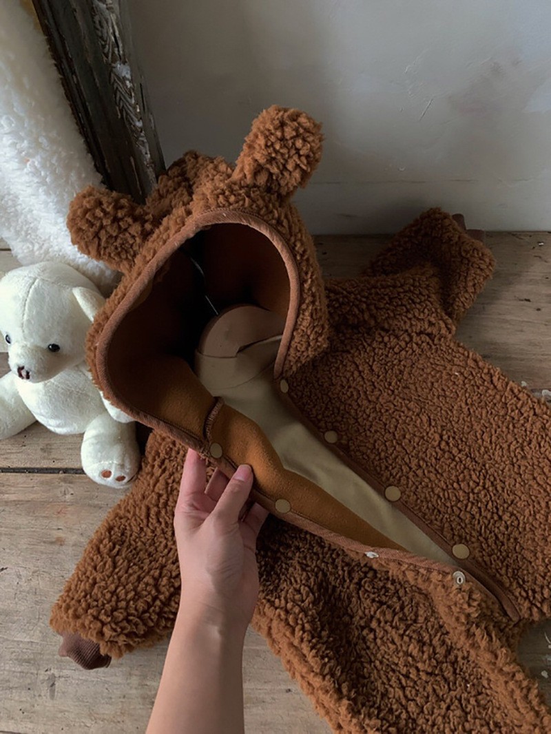 Jersey de algodón con capucha de cordero de doble cara para bebés, niños y niñas, de invierno