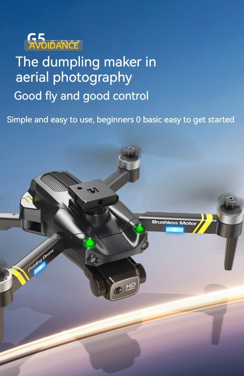 Dron G5 con cámara dual 4K y función de evasión de obstáculos. Incluye dos baterías.