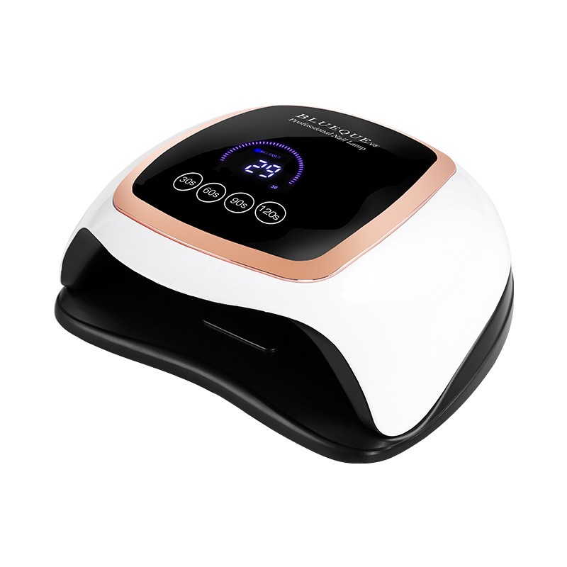 Achieve flawless nails with the BLUEQUE Nail Lamp. This professional LED nail dryer quickly cures gel and UV polish with its high-powered LED technology. Featuring an auto-sensor, adjustable timers, and compatibility with most gel polishes, this portable