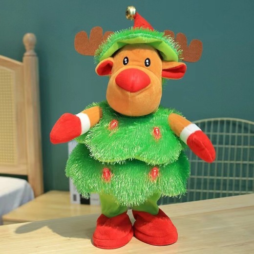 Juguete de peluche eléctrico navideño, decoración para árbol de Navidad, regalo