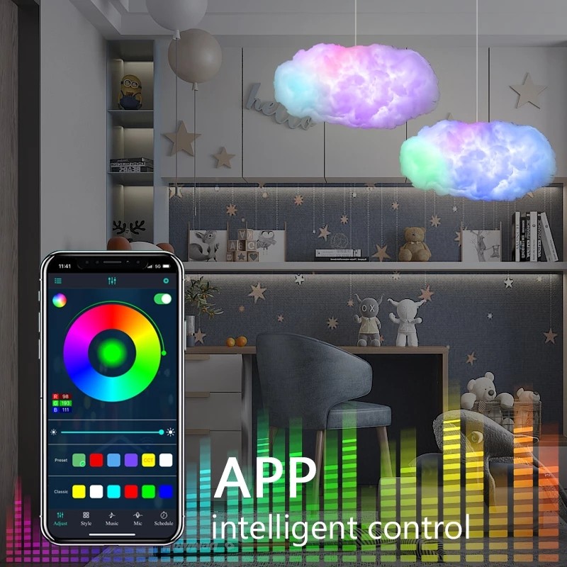 Luz de nube USB con control por aplicación, sincronización musical, luz ambiental 3D RGBIC, simulación de rayos, nubes, luz para habitación.