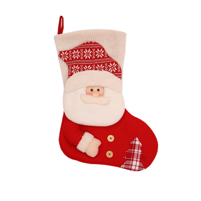Medias navideñas grandes de punto rojo y blanco con diseño de Papá Noel para decorar la chimenea, bolsas de regalo de Navidad, porta caramelos, decoración para el hogar