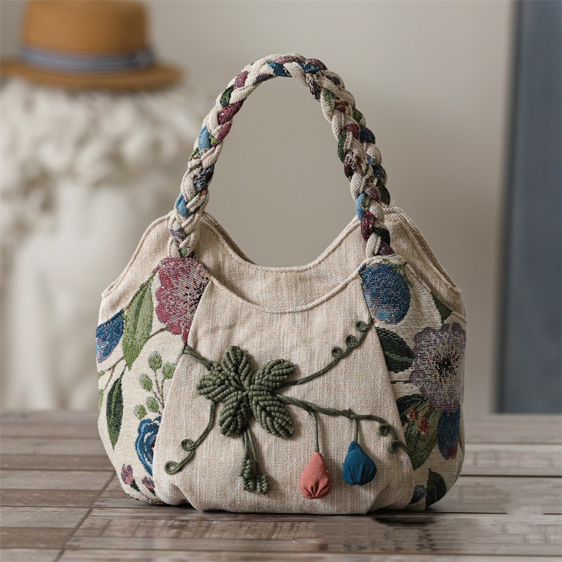 Bolso tejido estilo étnico de tela estilo retro