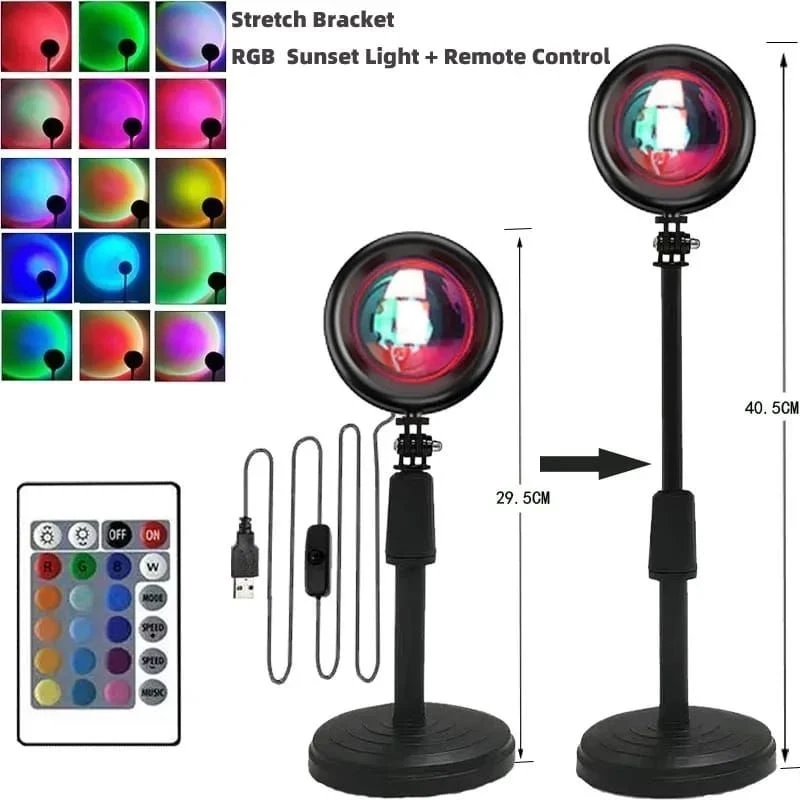 Create stunning lighting effects with the Sunset Projector Lamp LED RGB87. Featuring 16 colors, remote control, and adjustable angles, it’s perfect for live streaming, selfies, and home decor. Available in New Zealand.