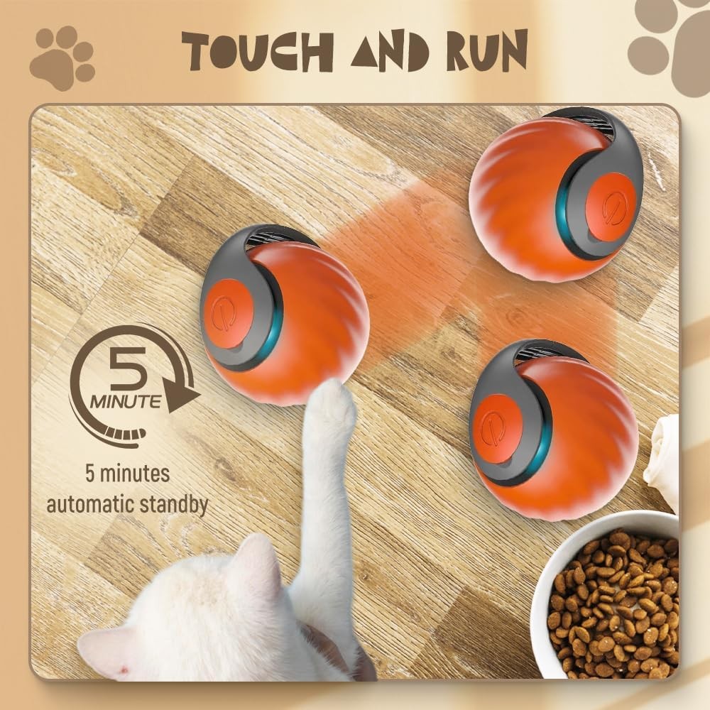 Juguetes interactivos para gatos, pelotas para gatos y perros de interior, pelota rodante con activación por movimiento y control táctil, pelotas interactivas automovibles, juguetes para mascotas grandes y pequeñas.