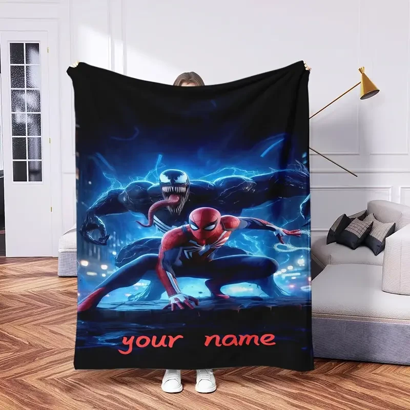Discover the Customizable Red & Blue Spider-Themed Blanket—a soft, lightweight, and cozy blanket with a fun spider design. Personalize with a name for a thoughtful gift idea, ideal for kids and adults alike. Perfect for home, office, or travel use, provid