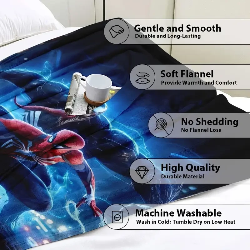 Discover the Customizable Red & Blue Spider-Themed Blanket—a soft, lightweight, and cozy blanket with a fun spider design. Personalize with a name for a thoughtful gift idea, ideal for kids and adults alike. Perfect for home, office, or travel use, provid