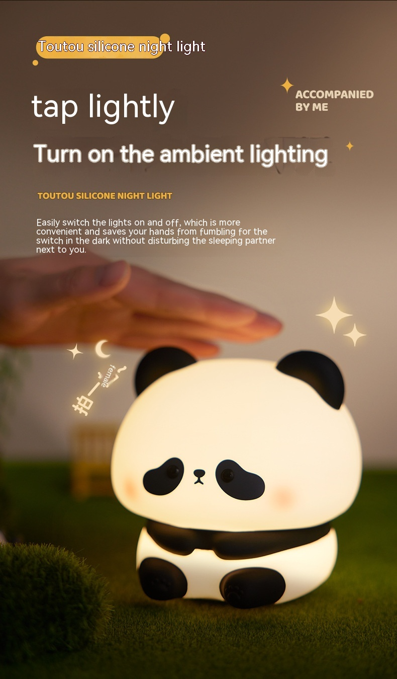 Brighten your home with the Panda LED Night Light—a cute silicone touch lamp with adjustable brightness, USB rechargeability, and a built-in timer. Perfect for children’s bedrooms, gifting, and home décor.