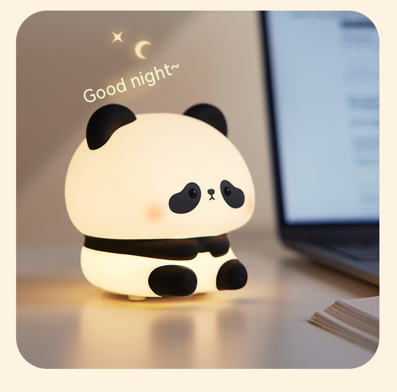 Brighten your home with the Panda LED Night Light—a cute silicone touch lamp with adjustable brightness, USB rechargeability, and a built-in timer. Perfect for children’s bedrooms, gifting, and home décor.