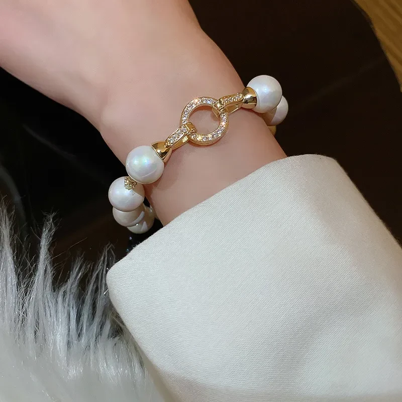 Pulsera de perlas de circón con personalidad de moda y lujo