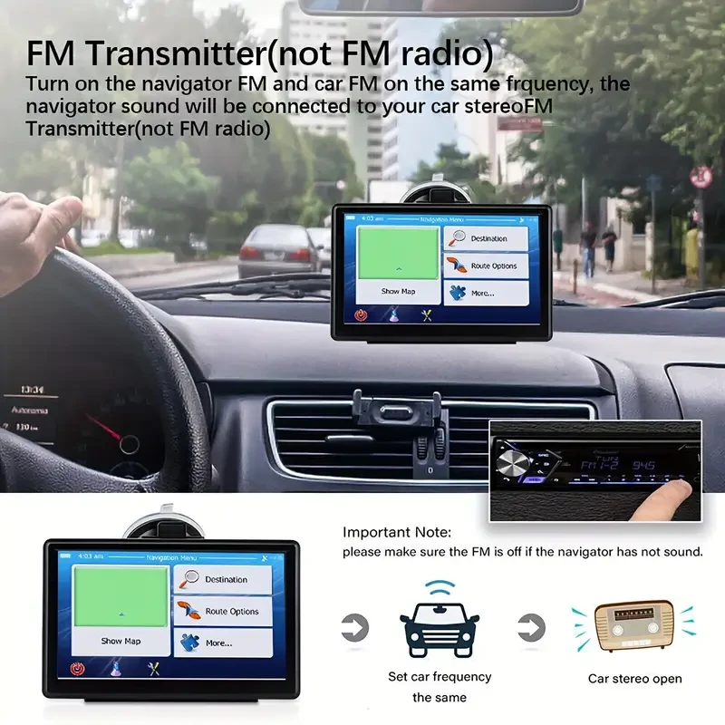 iscover the 2024 Touch Screen GPS Navigation Device for car and truck use. With a 7" touchscreen, spoken directions, USB rechargeable battery, and universal design for all seasons.