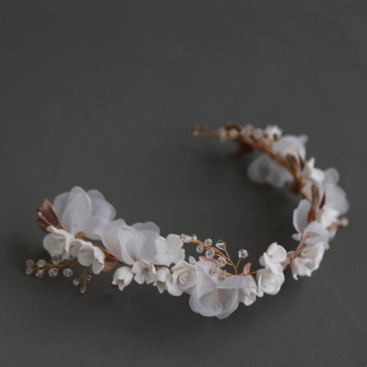Diadema de cerámica con flores para mujer