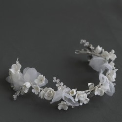 Diadema de cerámica con flores para mujer
