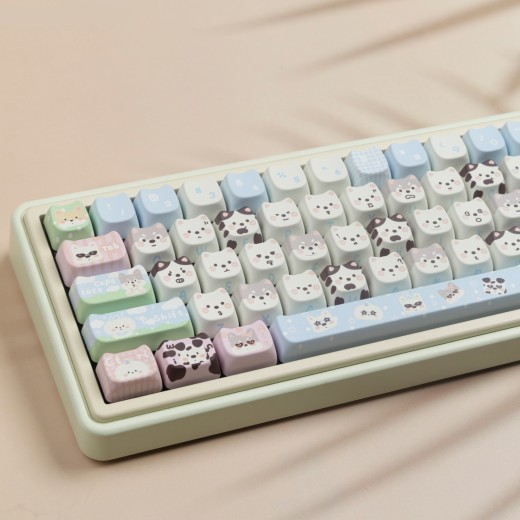 Juego completo de teclas de sublimación PBT con diseño de cachorro para teclados