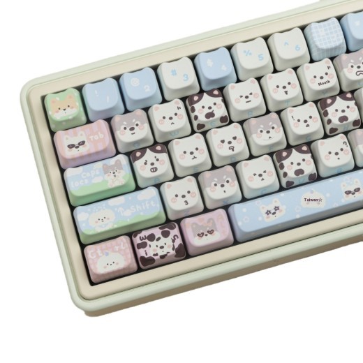 Juego completo de teclas de sublimación PBT con diseño de cachorro para teclados