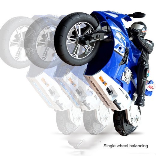 Motocicleta eléctrica acrobática con control remoto, balanceada, que puede mantenerse de pie y derrapar, con sonido y luz.