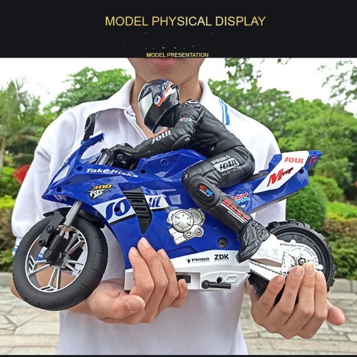 Motocicleta eléctrica acrobática con control remoto, balanceada, que puede mantenerse de pie y derrapar, con sonido y luz.