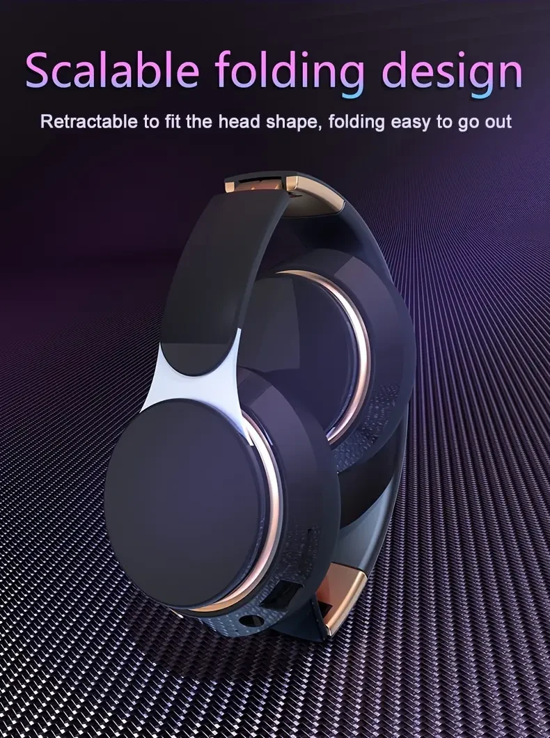 Auriculares inalámbricos, diseño plegable, compatibles con ordenadores y teléfonos móviles.