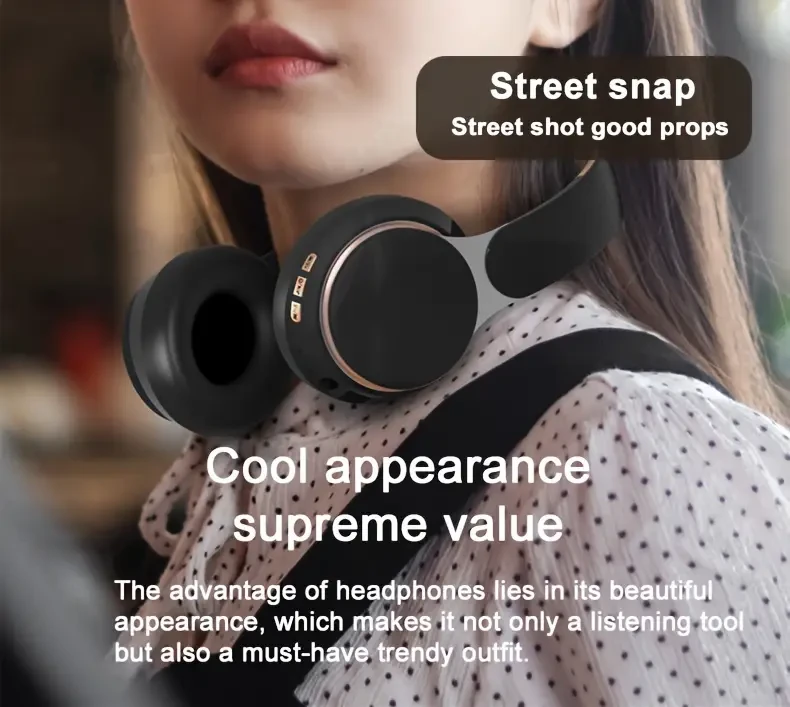 Auriculares inalámbricos, diseño plegable, compatibles con ordenadores y teléfonos móviles.