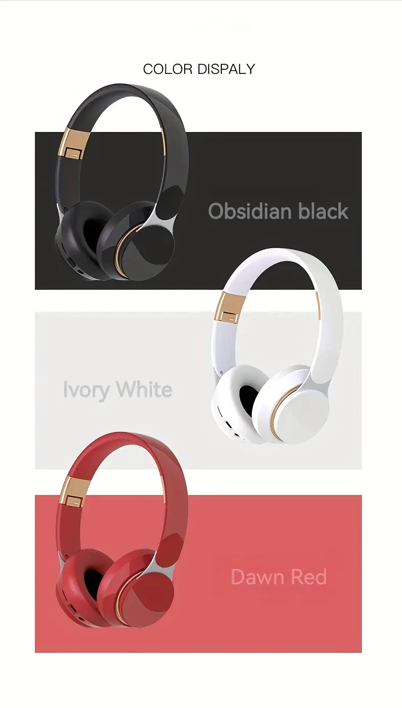 Auriculares inalámbricos Auriculares inalámbricos 5.0 Lindos auriculares plegables y livianos adecuados para viajes, trabajo, teléfono móvil, computadora portátil, regalo de Navidad para amigos.