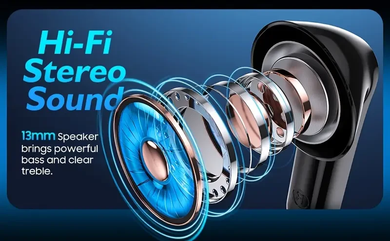 Auriculares inalámbricos con micrófono integrado y reducción de ruido, pantalla LED de potencia, estuche de carga, estéreo, graves profundos, llamadas nítidas para entrenamiento deportivo.
