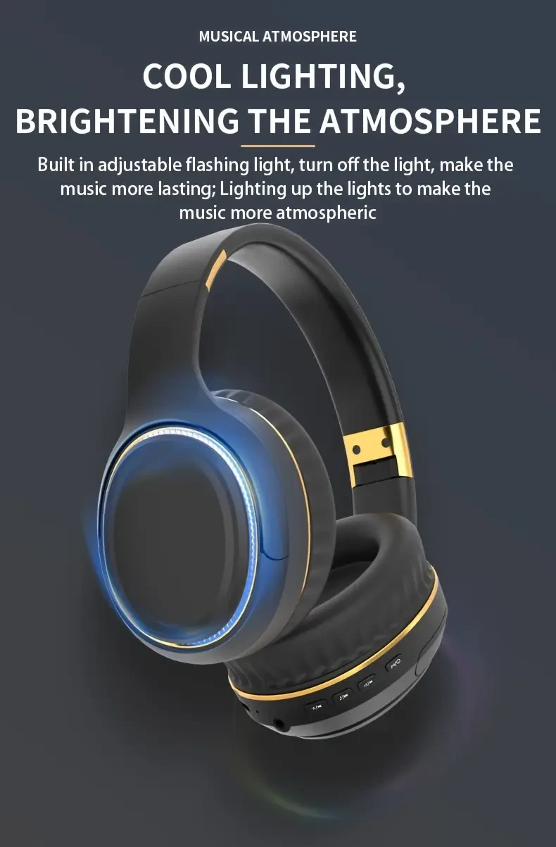 Auriculares inalámbricos, sonido HIFI, baja latencia, iluminación ambiental, Bluetooth 5.3, gran capacidad de batería, auriculares de música, auriculares inalámbricos, calidad de audio, regalos para amigos, auriculares para el trabajo, auriculares de viaj