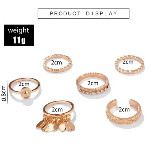 Anillo geométrico de borlas de hojas de 6 piezas