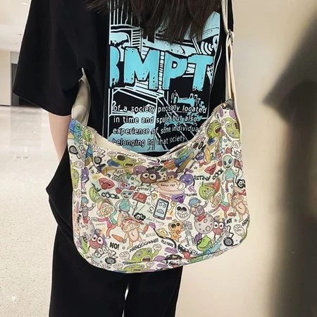 Bolso de lona grande con estampado para mujer